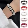 Charm Bracelets Gothic Rock Black Red Faux Leather For Women Men Vintage Punk Wrist Jewelry Pulseras Mujer