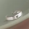 Cluster Ringen Eenvoudig Uitgehold Hartvormig Metaal Zilver Kleur Geborsteld Vrouwen Ring Verstelbare Open Zoete Girly Mode Esthetische Sieraden