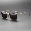 Sonnenbrille Top Qualität Handgemachte Titan Polarisierte Männer Frauen Luxus Retro Quadrat Fahren Angeln Sonnenbrille UV400