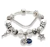 Moda charme grânulo pulseira para jóias prata estrela lua pingente frisado senhora pulseira com caixa original presente de aniversário211c8205311