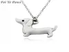 Fei Ye Paws Rostfritt stål Långkedja Happy Dachshund Sausage Dog Choker Halsband Pendant Collar Animal Jewelry for Women Girl CH6838846