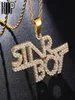 Hip Hop Gold Color Letters Words Bling Full Rhinestoned Iced Out Rope Chain Pendants Halsband för män smycken8578232