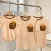 Rompers Honeycherry Summer Cartoon Bekväm överordförande Tshirt bomull Solid färg Kort ärm Matchande Family Outfits 231212
