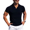 Magliette da uomo Polo T-shirt Camicia alla moda Risvolto con scollo a V a righe verticali Manica corta