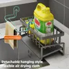 Organizzazione per riporre la cucina Scaffale per lavello autodrenante Scaffale di scarico in acciaio inossidabile Organizzatore porta spugna per sapone 231213