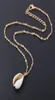 Fashion Natural Shellwrapped Gold Necklace For Women Natural Cowrie Shell Pendant med dubbla bails Guldtrimkedjehalsband6009358