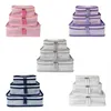 Cosmetic Bags 3pcs Set Navy Font Stacking Trio Seersucker Packing Cube Bag Striped Storage Holder Make Up With Zipper