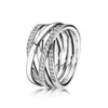 925er-Sterlingsilber, passend für Pan-DIY-Silberring, breiter Ring, mehrschichtiges Paar, doppelter, schlichter Ring, Ring mit mehreren Schleifen, voller Diamant-Accessoires, Schmuckanhänger