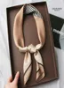 Scarves 70 70cm Luxury Geometric Print Square Satin Silk Scarf for Women Wrap Foulard Femme Handkerchief Bandana Hairband Skinny T9953975