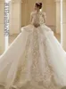 Urban Sexy Dresses Luxury White Wedding Long Sleeves High Neck Backless Shining Beaded Crystal Sequin Big Tail Bridal Gowns 231213