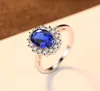 Creato Anello con zaffiro blu Princess Crown Halo Anelli di fidanzamento nuziale 925 Anelli in argento sterling per le donne 2021 1227 T251059834337632