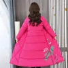 Casacos de trincheira femininos inverno meia-idade mãe high-end vintage impresso algodão casaco longo jaqueta elegante quente elegante