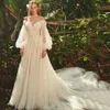 Urban Sexy Dresses Musetta Elegant V Neck Puff Long Sleeves Mermaid Wedding Dress for Women 2023 Backless Tulle Bridal Gown Classic Robe de Marie 231213