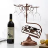 Portabottiglie in metallo Portabicchieri da vino da appoggio - supporto 1 bottiglia Portabottiglie per vino con 6 portabicchieri Regalo di Natale ideale per Wi274Y