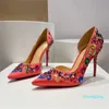 Nakış kristal dekorasyon pompaları düğün ayakkabıları stiletto elbise ayakkabıları sandal sivri ayak parmakları kayma kadın tasarımcılar ince