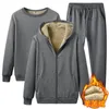 Survêtements pour hommes Costume de sport chaud Hommes 3 pièces / ensemble d'hiver Sportsuit Sweats à capuche thermiques Ensembles de survêtement en polaire coupe-vent Gym Run Sportswear 231212