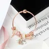 Fashion Pandore d'origine S925 Silver Rose Gold Charm Beads Coeur Lock Bangles Bracelets de chaîne de chaîne