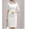 Robes décontractées de base Femmes nouveaux blancs minces de gaine formelle bodycon crayon robe d'affaires Bureau de fête de soirée robes de fête de travail vestidos 2024