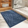 Carpets Solid Color Stripes Flocked Bathroom Super Absorbent Water Floor Mat Home Thicken Anti-slip Bath Rug Easy To Clean Bathroom Rugs 231212