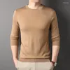 Men's Sweaters High Quality Silk Lyocell Knitwear Tops Autumn Casual O-Neck Sheep Wool Jumpers Male Long Sleeve Sweater Knit Tee Shirts