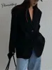 Dameskostuums Blazers Yitimuceng Zwart oversized voor dames Koreaanse mode Single Breasted Chic Jassen Office Dames Casual jack 231213