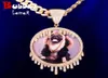 Anpassad cirkel PO droppande medaljonger Pendant Solid Back Men Hip Hop Necklace Cubic Zircon Rock Jewelry268S3743951