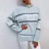 Womens Sweaters Knit Tops Christmas TShirt Autumn Winter High Collar Snow Pullover Girl Womens Sweater Knitwears Drop Center 231213