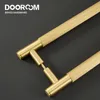 Serrures de porte Dooroom Laiton double simple face linéaire Barre de traction rayée Porte en bois Salle de douche en verre Or mat Poignée noire en laiton 231212