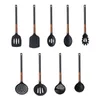 Utensili da cucina Set di 9 pentole in nylon da cucina Spatola antiaderente Cucchiaio da zuppa con manico in acciaio inossidabile StirFry 231213