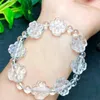 Bangle Natural Clear Quartz Lucky Clover Bracelet Healing Fashion Reiki Crystal Man Woman Fengshui Jewelry Birthday Gift 1pcs 15MM