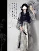 エスニック服の中国スタイルの改善ハンフインクウォッシュパターントウピースドレスセット231212
