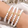 Strand 6mm Natural White Howlite A-Z 26 Initial Letters Charm Bracelet For Women Men Couple Friendship Gifts