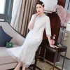 Abbigliamento etnico Highend Summer Women Dress Retro Elegante ricamo Vneck Aline Lady Party Hanfu SXXL 231212