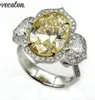 Vecalon Flower Promise Ring 925 Sterling Silver 5A Zircon CZ Engagement Wedding Band Rings for Women Men Jewelry Part