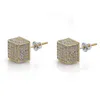 أقراط رجال Micro Pave Square CZ Plated Out Diamond Bling Stud Elings299e