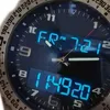 Nowe męskie zegarki designerskie podwójne strefę czasową obserwowanie wskaźnika elektronicznego Wyświetlacz świetliste zegar na rękę na rękę pomarańczowy gumowy pasek Montre de luksus