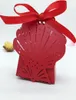 100st Laser Cut Hollow Shell Candy Box Chocolates Boxar med band för bröllopsfest Baby Shower Favor Gift9419577