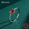 Clusterringen Modian Pure 925 Sterling Silver Rainbow Tourmaline Vrouw voor vrouwen Geometrische 6 vorm vinger bruiloft Fijne sieraden