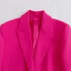 Kombinezony damskie Blazers Traf Fireathped Blazer Woman Fuchsia Długie rękaw dla kobiet elegancka stylowa kurtka w krótkich płaszczach i kurtkach 231213