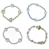 Bracciale elastico con perline impilabile, semplice farfalla, cuore, tulipani, braccialetti elasticizzati, gioielli, braccialetti alla moda