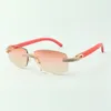 Gafas de sol de diseñador de doble fila con diamantes 3524026 con patas de madera rojas, gafas Direct s tamaño 56-18-135mm2212