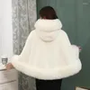 Pelliccia da donna Mantella con cappuccio da donna Mantello invernale spesso caldo con cappuccio Scialle Bianco Rosso Nero Abito da sposa Mantello da sposa Poncho addensare