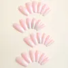偽の爪24pcs/セットミディアムバレエ女の子のための偽の女の子グラデーションピンクのヌード