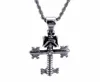 Punk mal crânio pingente colares para homens de aço inoxidável cruz corrente gótico motociclista jóias acessórios 9486207