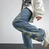 Men's Jeans 2023 Y2K Fashion Star Print Vintage Blue Baggy Pants For Men Straight Women Korean Casual Denim Trousers Pantalon Homme