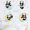 Cartoon Cute Panda Luna e Nuvole Stelle Adesivi da parete per la camera dei bambini Camera da letto Baby Nursery Room Decalcomanie da muro Decorazioni per la casa Murales