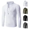 T-shirts pour hommes Automne Printemps Hommes Top Col Montant Manches Longues Doux Respirant Slim Fit Casual Pull Chemise