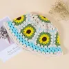 Berets Women Crochet Bucket Hats Floppy Fisherman Sunflower Beanie Caps For Travel Beach Hiking