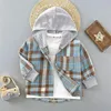 Kinder Shirts Frühling Herbst Kinder Shirts Jungen Mit Kapuze Plaid Shirts Mädchen Baby Langarm Karierte Bodenbildung Kleidung 231212