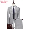 Mens Suits Jacket Vest Pants / 2023 Högkvalitativ män Slim kostym Formell affär Brudgum Bröllop Social klänning Blue Grey High-End Casual Tuxedo